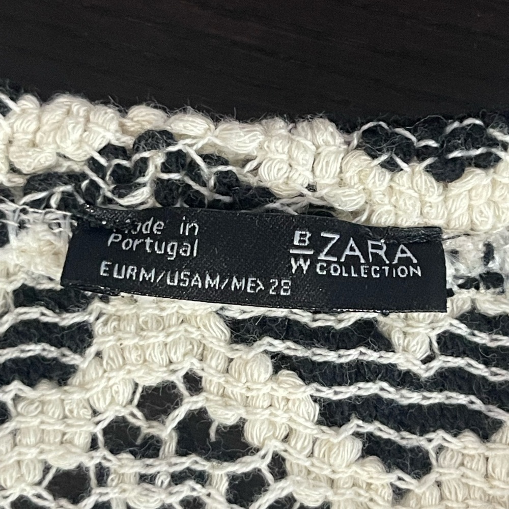 Zara Long Sleeves Chevron Knit Zig Zag Cream and Black Dress-medium - Picture 7 of 8